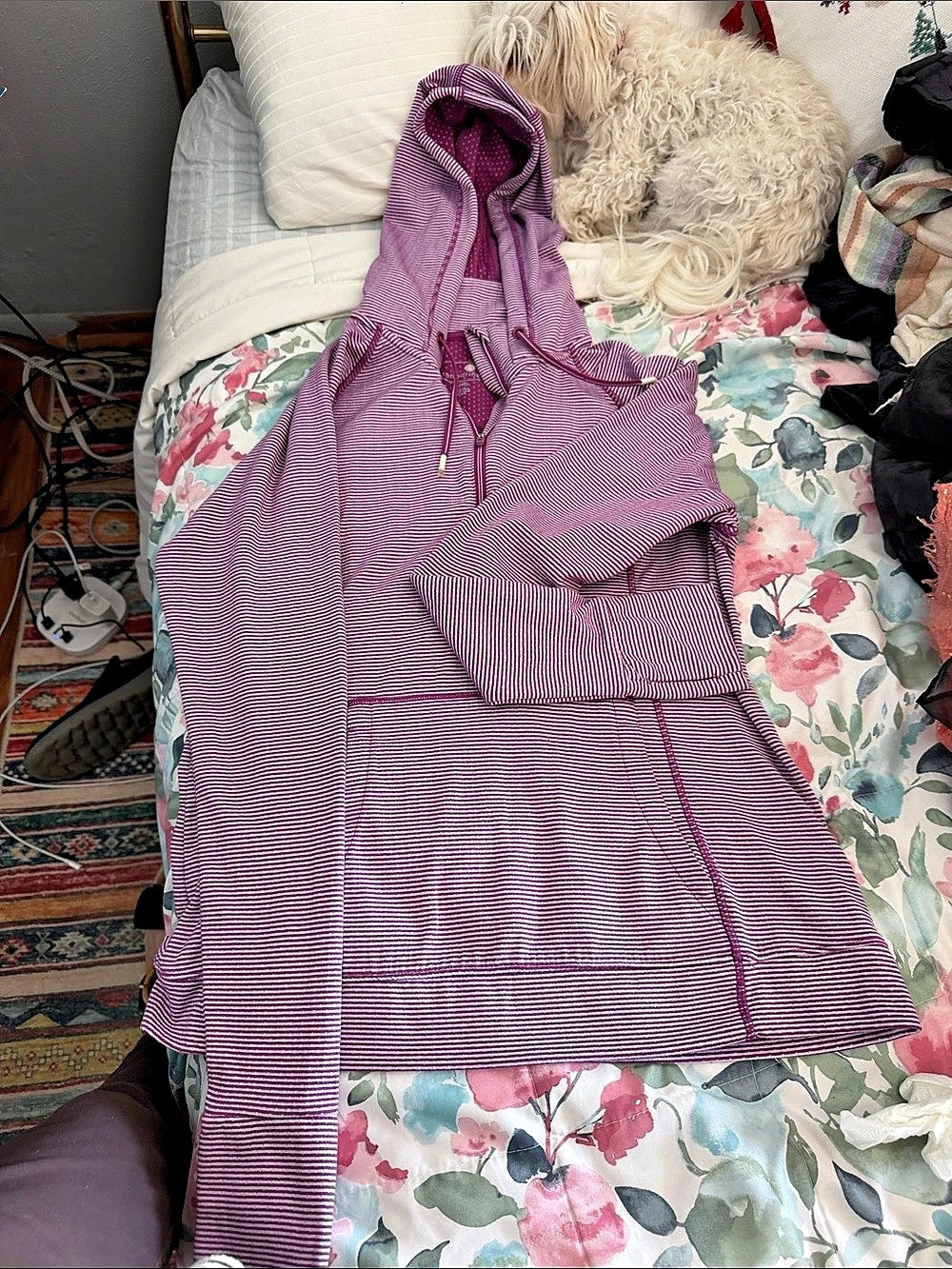 Tangerine RN 8814 Striped Hooded Jacket Purple & White XL